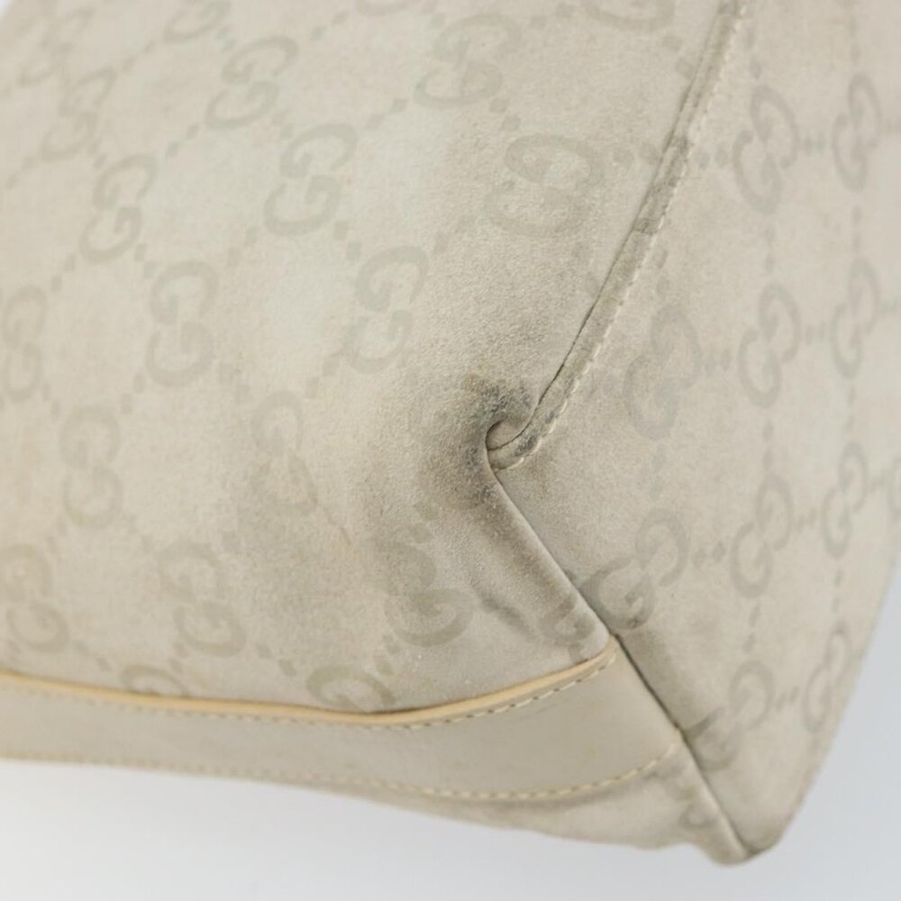 Authentic GUCCI GG Canvas Shoulder Bag Suede White Silver 000 0602 - Picture 5 of 16